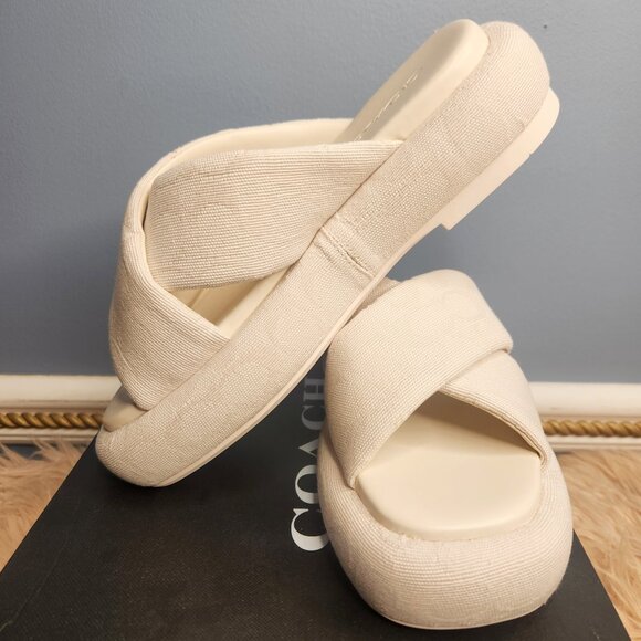 NIB COACH Penelope Signature C Logo Canvas Platform Slide Sandals -VARIOUS - Picture 4 of 8
